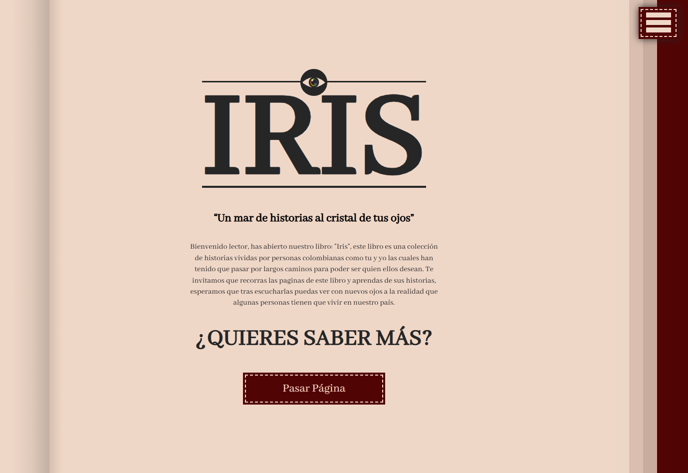 Página principal del diario digital Iris con una colección de historias estudiantiles